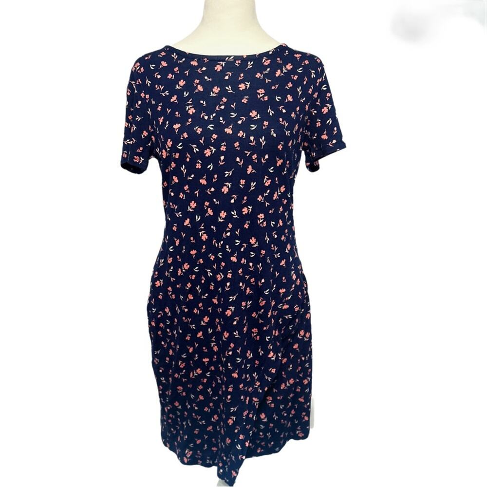 41 Hawthorn‎ Stitch Fix Dress Size Medium Navy and Pink Floral Faux Wrap NWT